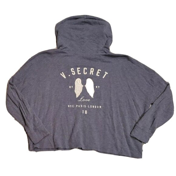 Victoria's Secret Tops - Victoria Secret LOVE Full Zip Hoodie Med Navy Blue Pockets Activewear Angels